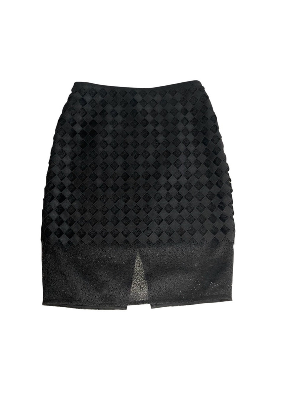 Diane von Furstenberg Diamond and Twig-Lace Pencil Skirt Size 6 Black